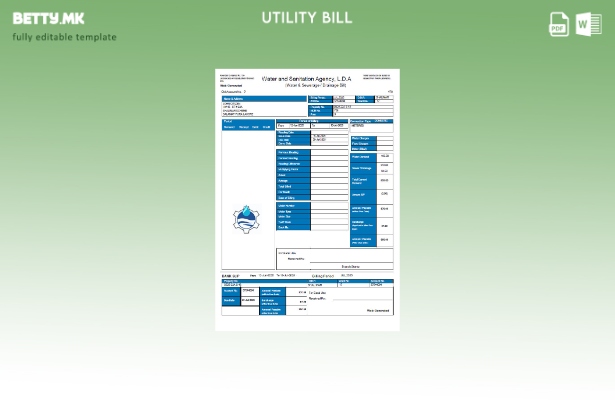 Модерен стил шаблон за комунални сметки на Пакистанската агенција за вода и кана